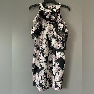 Floral BEBE Cold Shoulder Dress Ruffle Wedding Guest Spring